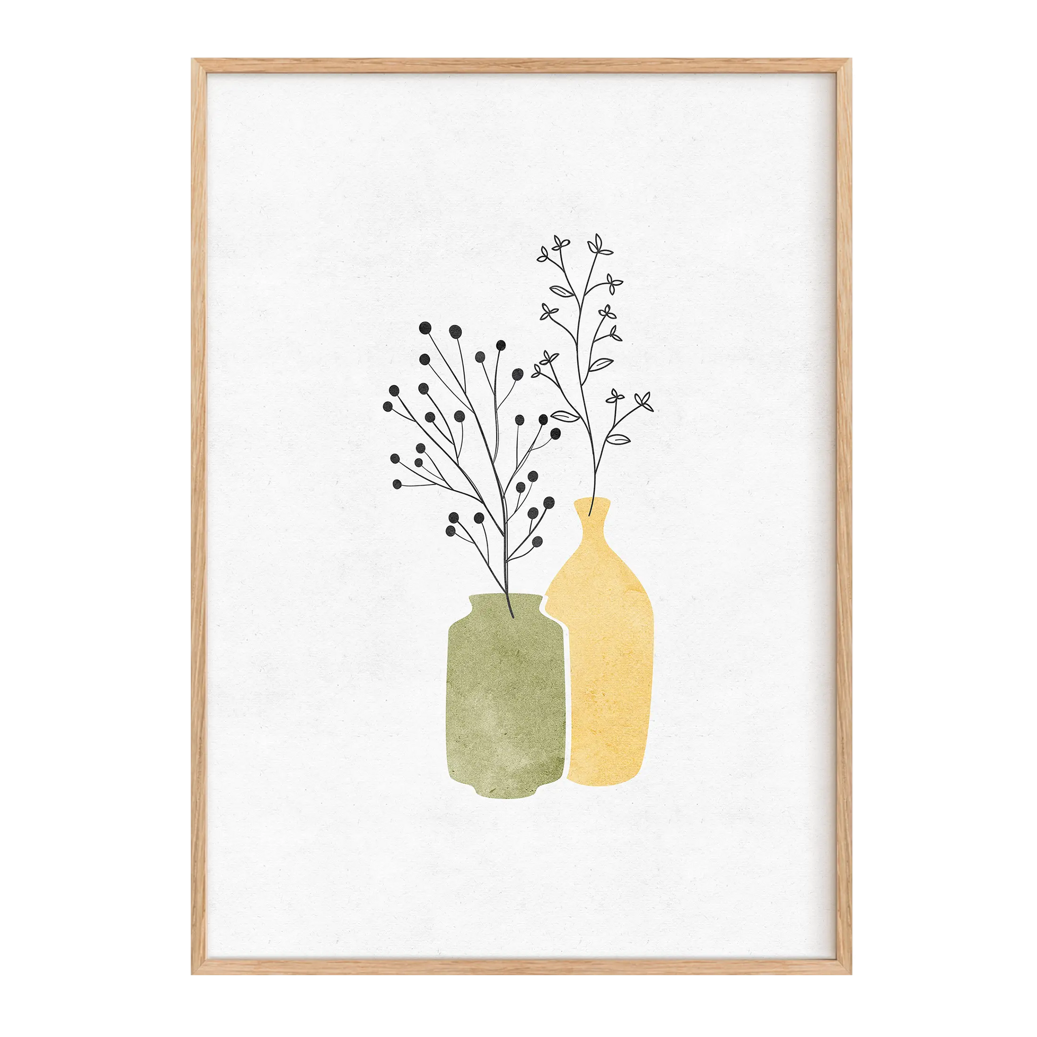 Duo de vases vert et jaune