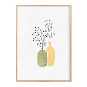 Duo de vases vert et jaune