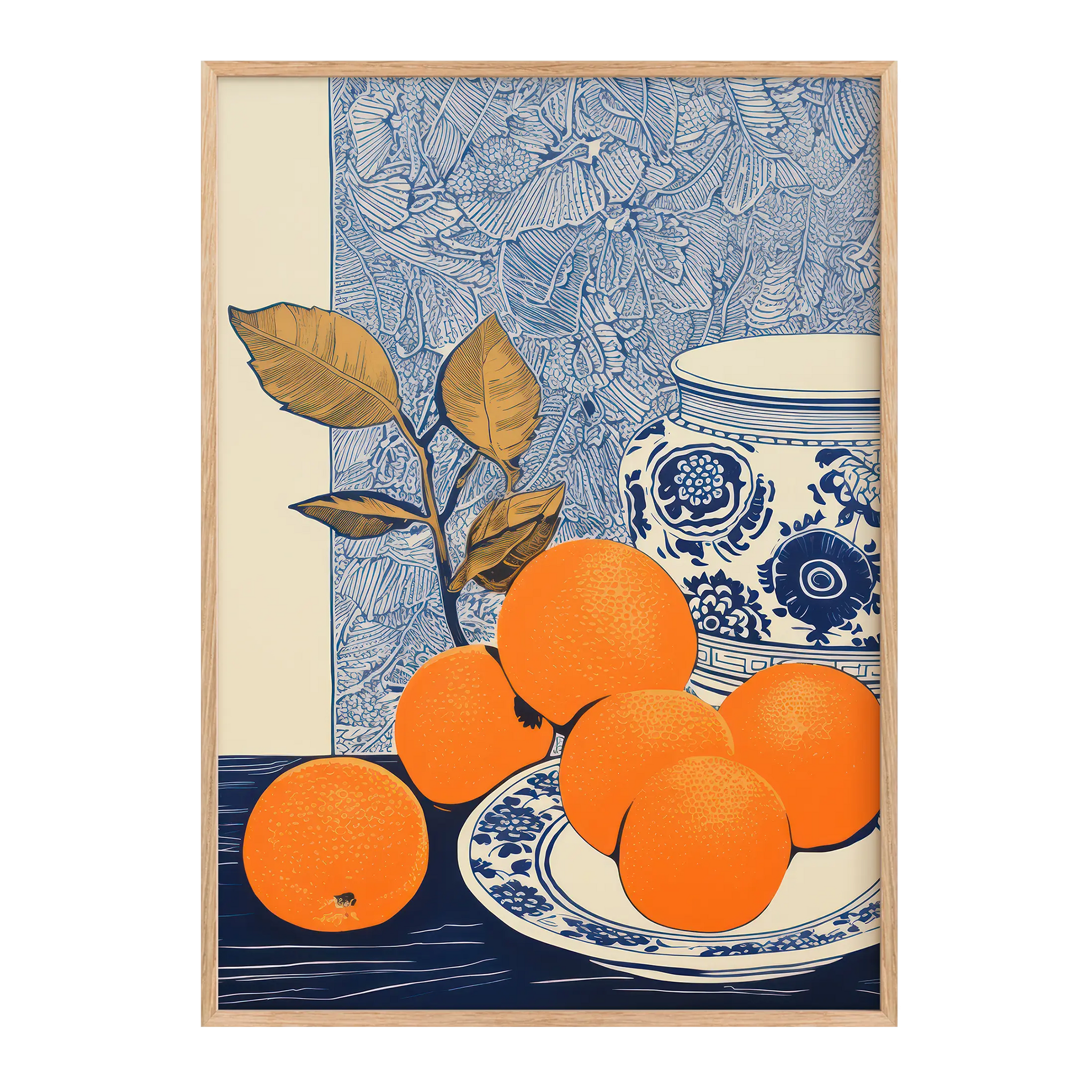 Oranges sur fond bleu