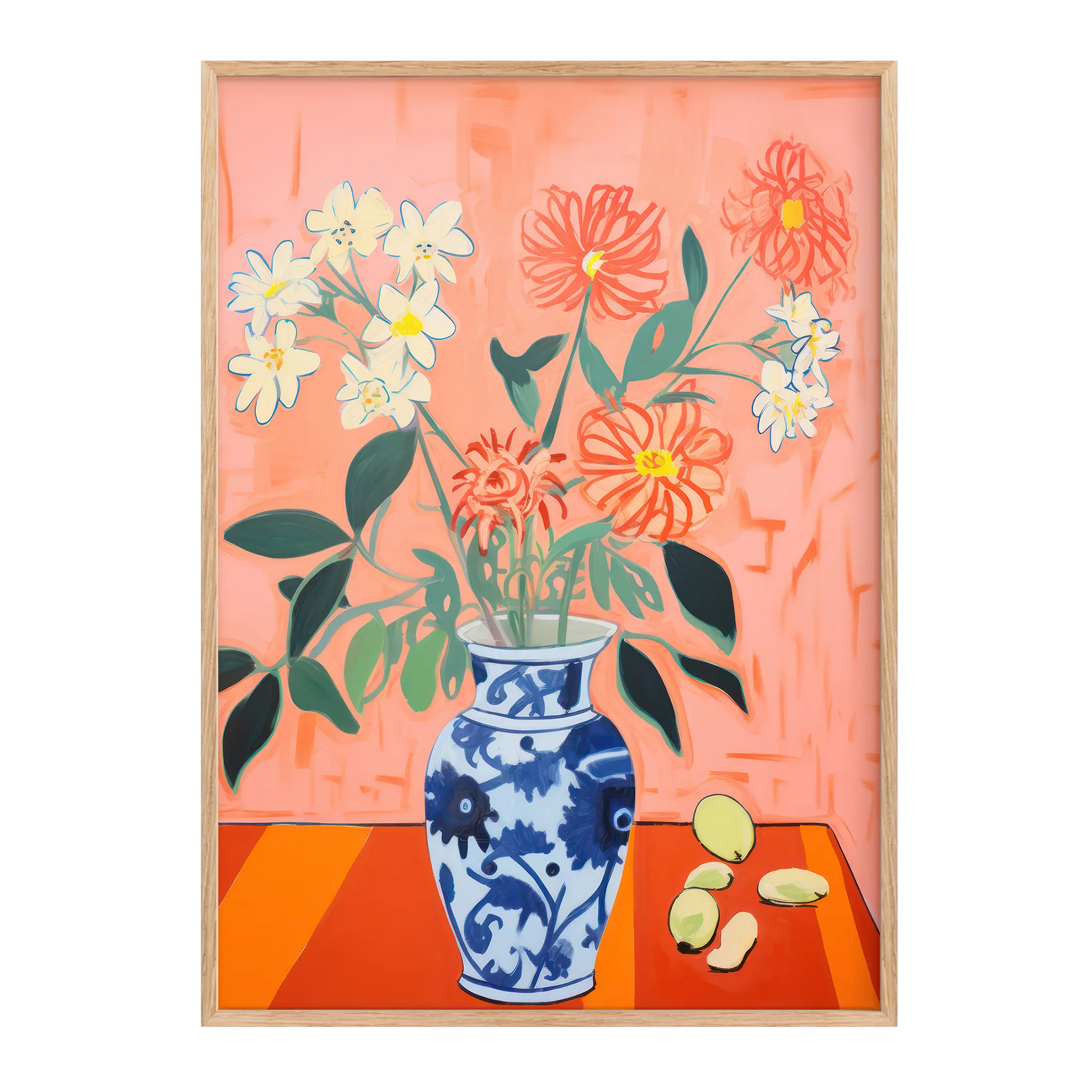 Fleurs en vase bleu