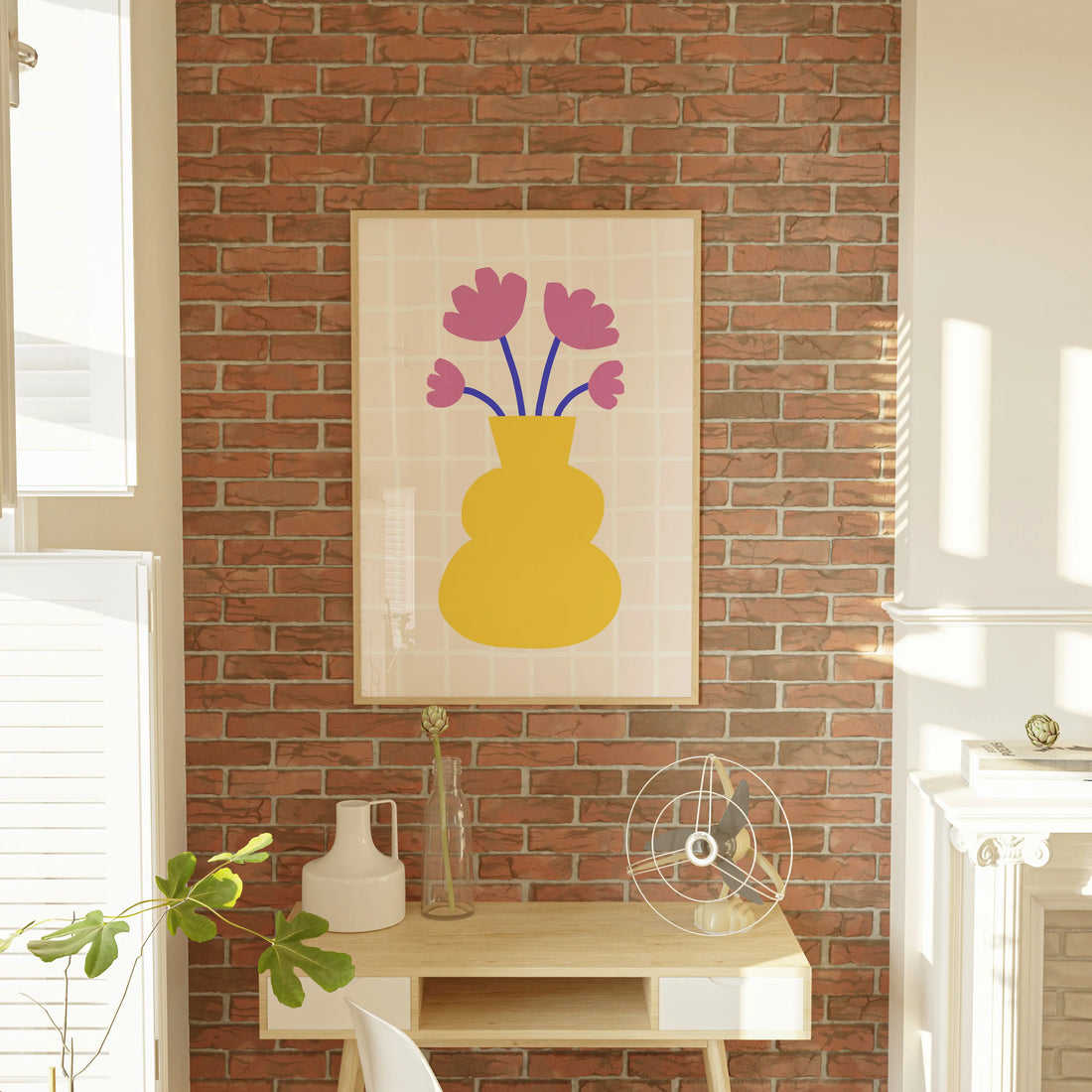 Flowers in a Yellow Vase